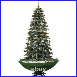 5 Ft. Silvery White Prelit Artificial Christmas Tree With Music And Green Base