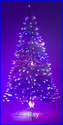 5' Ft White Artificial Holiday Christmas Tree with Fiber Optic Multi-Colored Light