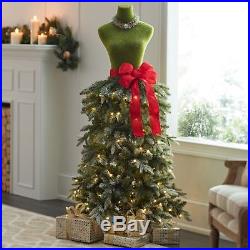 5′ Green Artificial Dress Form Pre-lit LED Christmas Tree Holiday Mannequin