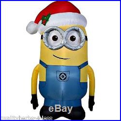 5′ Inflatable Minion Dave withSanta Hat LED Lighted Outdoor Christmas Decoration