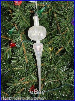 5 NEW 12 WHITE GLITTER CHRISTMAS ORNAMENT PLASTIC XMAS TREE ORNAMENTS