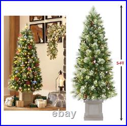 5′ SHIMMERING FROSTED POTTED PRE-LIT LED TREE with150 WM WHITE MICRO FAIRY LIGHTS