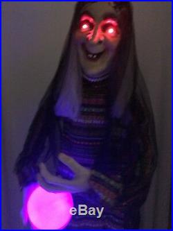 5' Tall Animatronic Standing Fortune Telling Witch with Sound & Lights Prop Gypsy