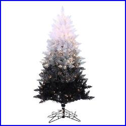 5′ Vintage Black Ombre Pre-Lit Christmas Tree 250 Clear Lights And Stand