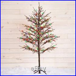 5-ft Brown Winterberry Branch Christmas Tree Multicolor 200 Constant ON LED Ligh