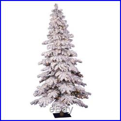 5 ft. Flocked Spruce Alpine Medium Pre-lit Christmas Tree, Clear, 5 ft