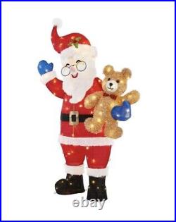 5 ft LED Santa with Teddy Bear! Christmas Yard Decor by Home Accents Holiday