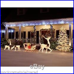 5 ft. Pre-Lit White Reindeer and Sleigh Christmas Holiday Outdoor Yard Decor