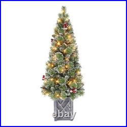 5 ft Pre-lit Potted Vancouver Pine Tree 288 Tips 70 UL Clear Incandescent Lig