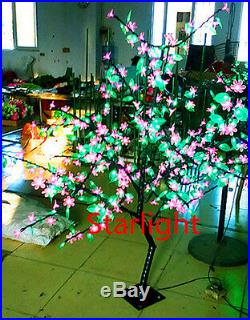 5ft 480 LEDs Pink Flower+Green Leaf Cherry Blossom Tree Christmas Wedding Light