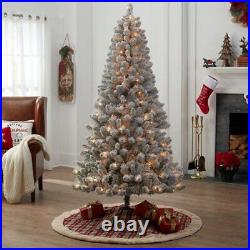 (5ft, 6ft, 7ft, 8ft) Premium Snow-Flocked Pre-Lit Christmas Tree Multi-Mode