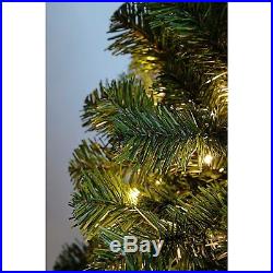 5ft 6ft 7ft Artificial Christmas Tree Warm White Pre-Lit Led Lights Xmas Green