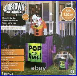 5ft Gemmy Animated Clown In Box Pop Goes Evil Airblown Inflatable Led Yard Decor