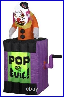 5ft Gemmy Animated Clown In Box Pop Goes Evil Airblown Inflatable Led Yard Decor