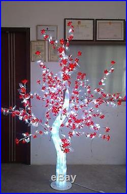 5ft LED Christmas holiday Light Crystal Cherry Blossom tree Red flower whiteleaf