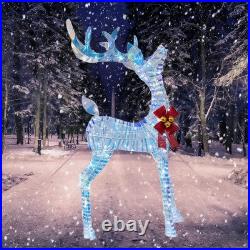 5ft Lighted Prismatic Iridescent Reindeer Christmas Decor, Handmade Rainbow G