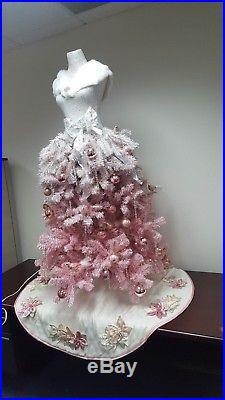 5ft Ombré Pink Dress Form Pre Lit Xmas Tree Complete W Vintage Pink Ornaments