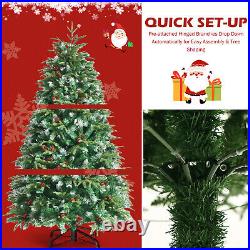 5ft Pre-Lit Snowy Christmas Hinged Tree 11Modes with 250 Multi-Color Lights