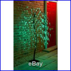5ft Solar Powered 240 LED Weeping Willow Tree Green Can Use Indoor Or Outdoor