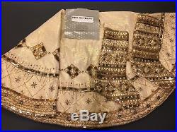 5pc Kim Seybert GOLD Christmas Tree Skirt 4 Stocking Set Bead Jewel Designer NEW