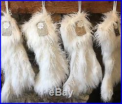 5pc Nicole Miller Mongolian Lamb Faux Fur Christmas Tree Skirt 4 Stocking Set