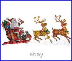 60 Christmas Lighted Holographic Santa, Reindeer & Sleigh Yard Lawn Decor