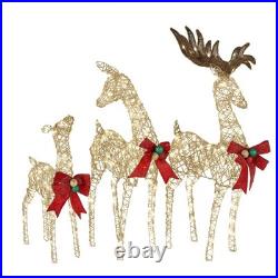 60 in, 52 in. And 36 in. Champagne Glitter Deer Family with 370 Warm White LED