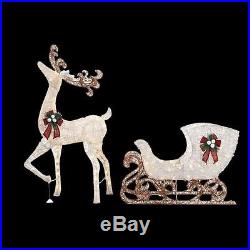 60 in. LED Lighted Standing Deer & Sleigh Acrylic Christmas Decoration