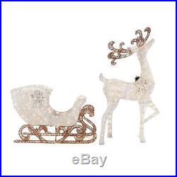 60 in. LED Lighted Standing Deer & Sleigh Acrylic Christmas Decoration