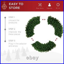 60in Large Artificial Pre-Lit Fir Christmas Wreath Holiday Accent Decoration