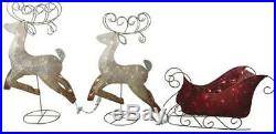 63 2 Reindeer Red Santa Sleigh LED Light Outdoor Garden Lawn Christmas Decor