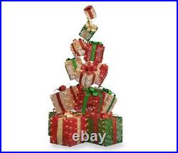 63 Christmas Gift Boxes Stack Santa Presents Led Lighted Yard Decor Life Size
