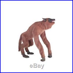 63 in. Animated Crouching Fur Werewolf with LED Eyes halloween