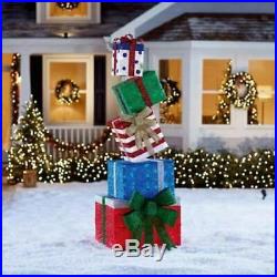 66 Huge Christmas Lighted Gift Box Stack Colorful Yard Decor