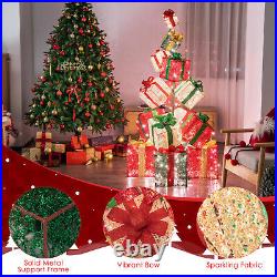67 Lighted Present Decoration 15 Stacked Pre-Lit Gift Box Tower with 450 Lights