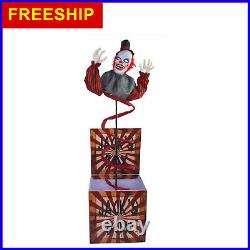69 in. Jack the Animated Clown in a Box, Indoor or Covered Outdoor Halloween Dec