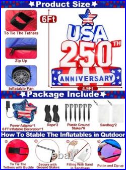 6FT 250th Anniversary 4th of July Inflatables Outdoor Decorations Patriotic Blow