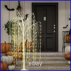 6FT 288L Warm White Lighted Willow Tree White LED Tree Halloween Décor for Indoo