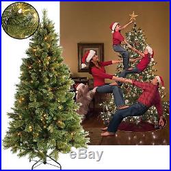 6FT/ 7FT Green Christmas Pre-Lit Tree Metal Stand Warm White Leds Indoor Outdoor