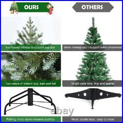 6FT Artificial Christmas Tree, Feel Real Unlit Hinged Xmas Spruce Tree With 892 Mi