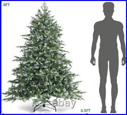 6FT Artificial Christmas Tree, Feel Real Unlit Hinged Xmas Spruce Tree With 892 Mi