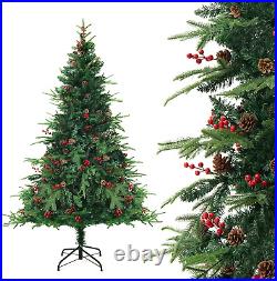 6FT Artificial Christmas Tree Premium Hinged Spruce Xmas Fir Pine Trees with Met