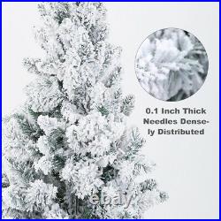 6FT Artificial Christmas Tree With Metal Foldable Stand Flocked white Christmas