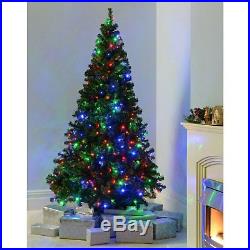 6FT Artificial Tall Pre-lit Christmas Tree with 250 Multi Color LED Light Stand