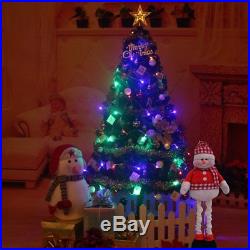 6FT Artificial Tall Pre-lit Christmas Tree with 250 Multi Color LED Light Stand