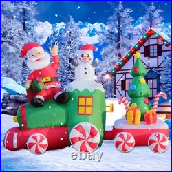 6FT Christmas Inflatables Train, Santa Claus and Snowman Drive Train Blow up