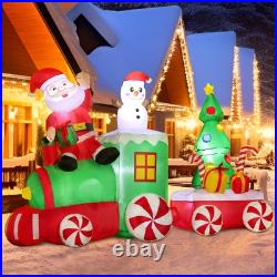 6FT Christmas Inflatables Train, Santa Claus and Snowman Drive Train Blow up
