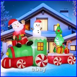 6FT Christmas Inflatables Train, Santa Claus and Snowman Drive Train Blow up