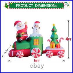 6FT Christmas Inflatables Train, Santa Claus and Snowman Drive Train Blow up