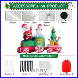 6FT Christmas Inflatables Train, Santa Claus and Snowman Drive Train Blow up